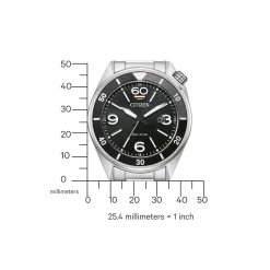 AW1710-80E               Herren Edelstahl | schwarz | ø 44mm