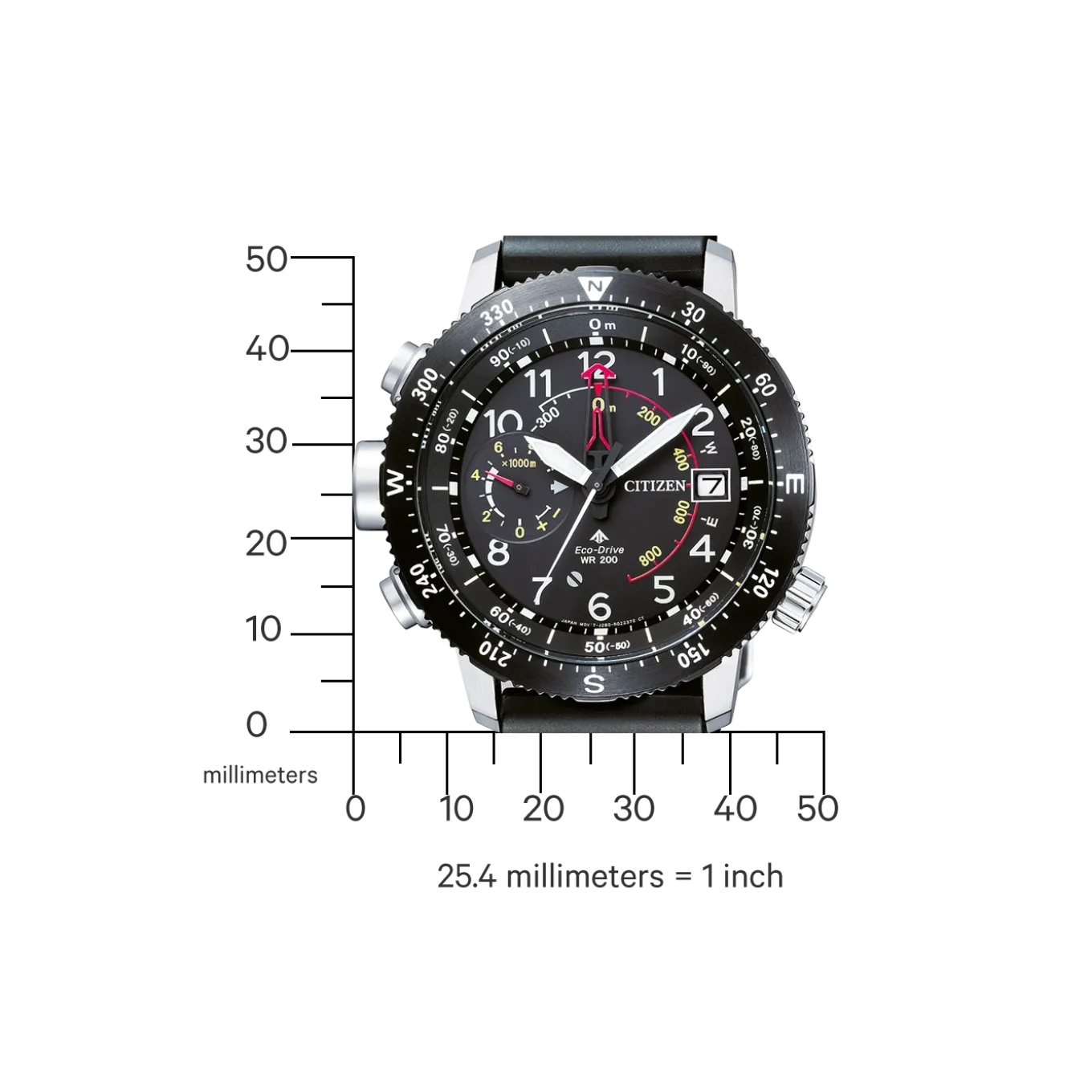 BN4044-15E Promaster Altichron Herren Gummiband (Urethan) | schwarz | ø 46mm