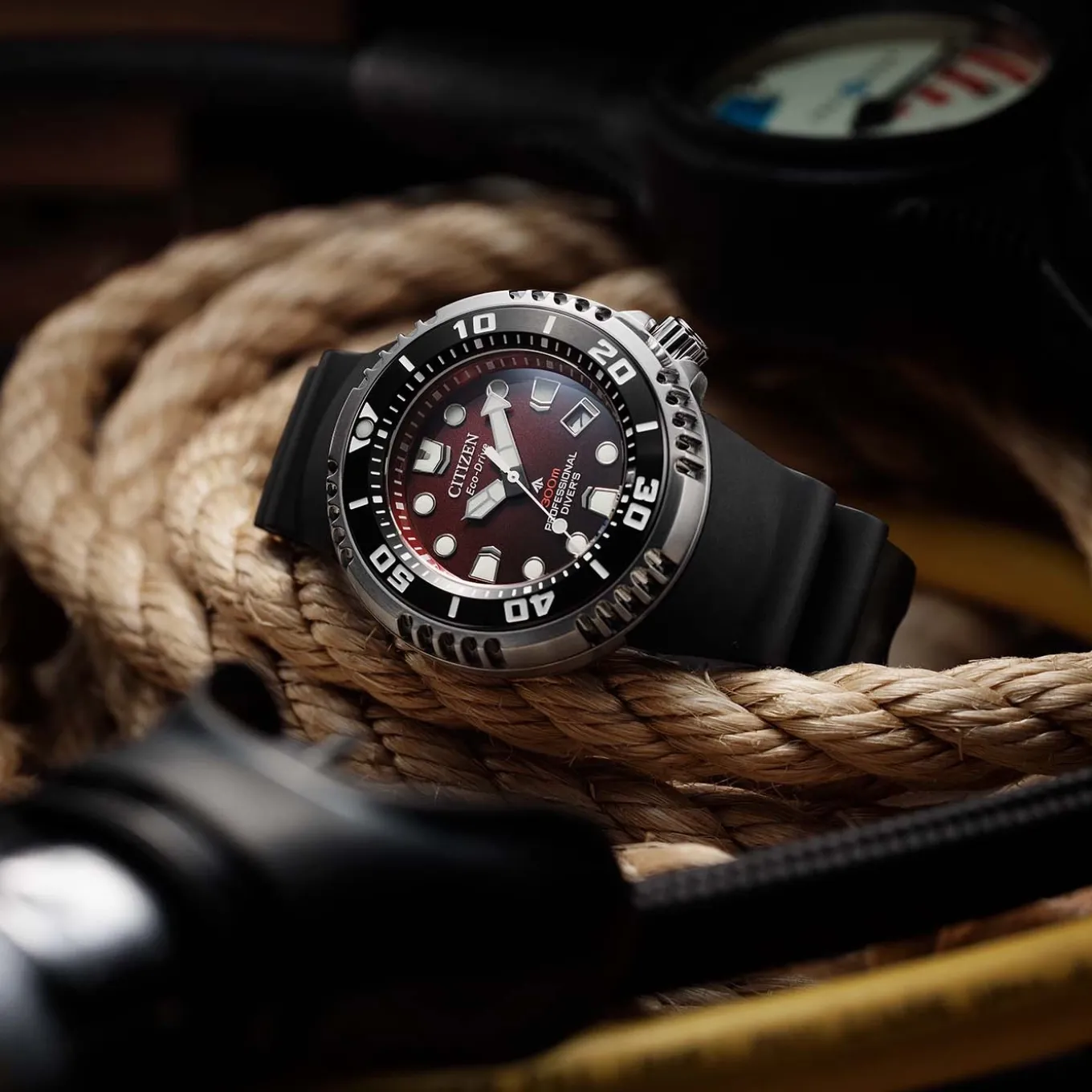 BN1024-01Z Prof. Diver 300 Herren Gummiband (Urethan) | rot | ø 46mm