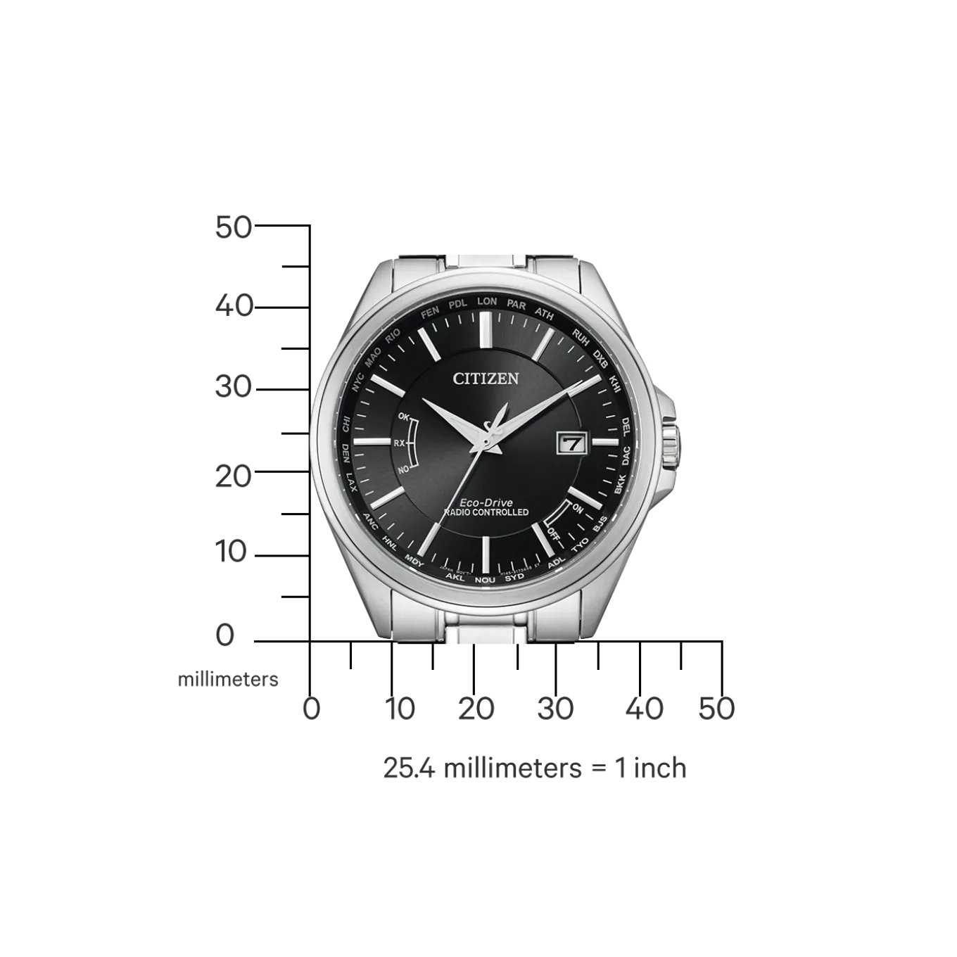 CB0250-84E Herren Edelstahl | schwarz | ø 43mm