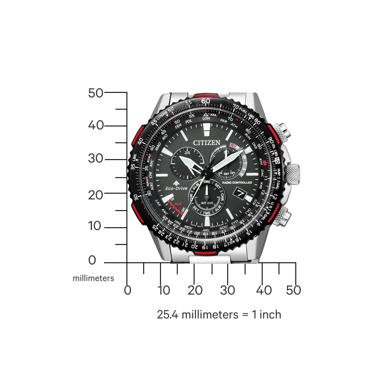 CB5001-57E Herren Edelstahl | schwarz | ø 47mm