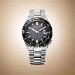 NJ0238-57E                                        TSUYOSA-Shore                                        Herren Edelstahl | schwarz | ø 40mm