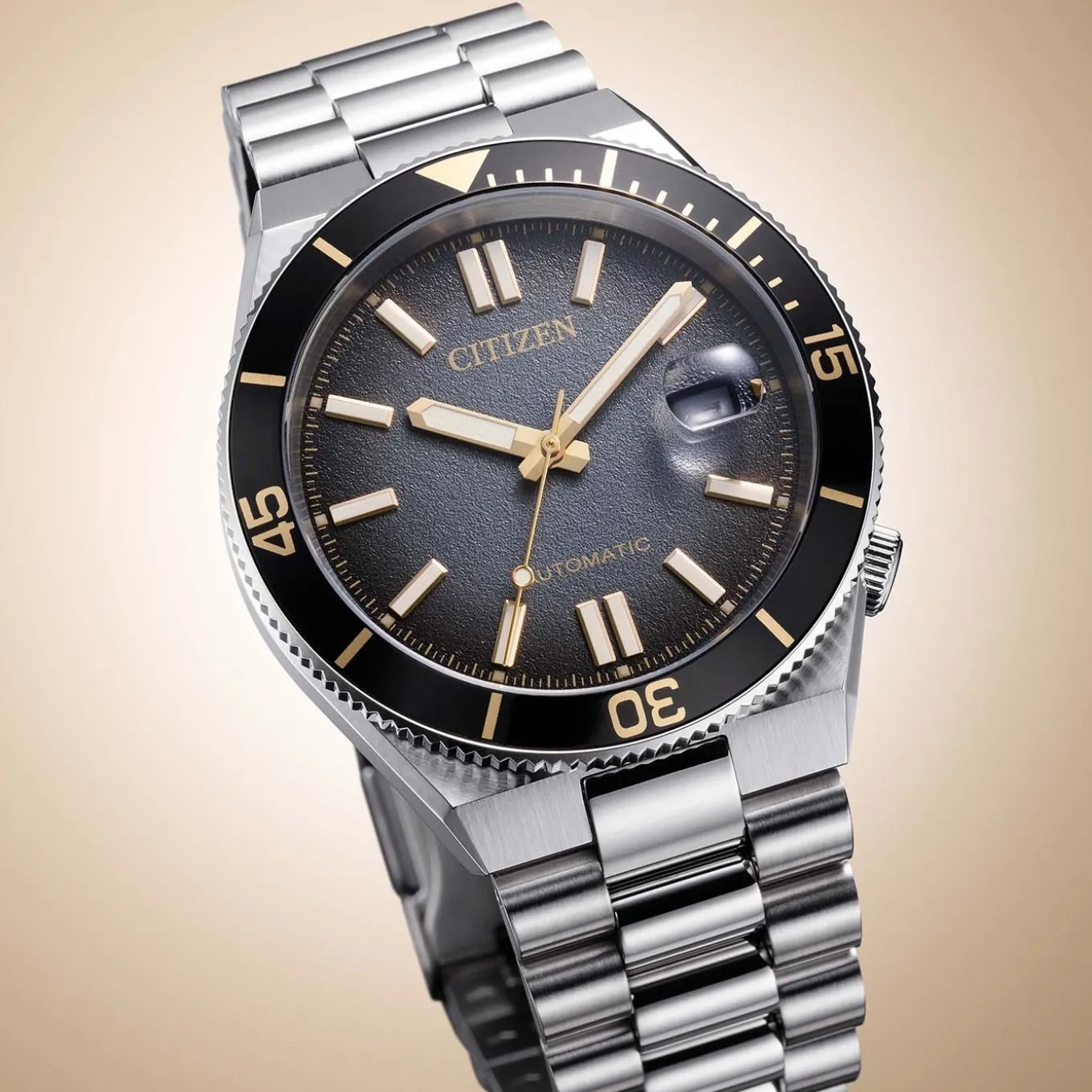 NJ0238-57E TSUYOSA-Shore Herren Edelstahl | schwarz | ø 40mm