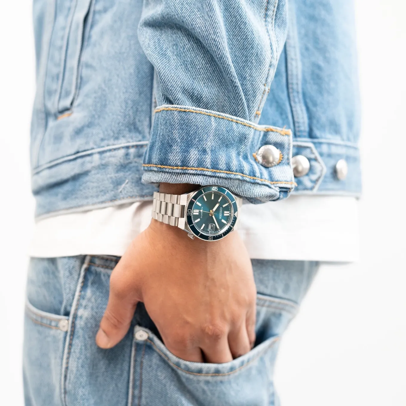 NJ0231-56L Herren Edelstahl | blau | ø 40mm