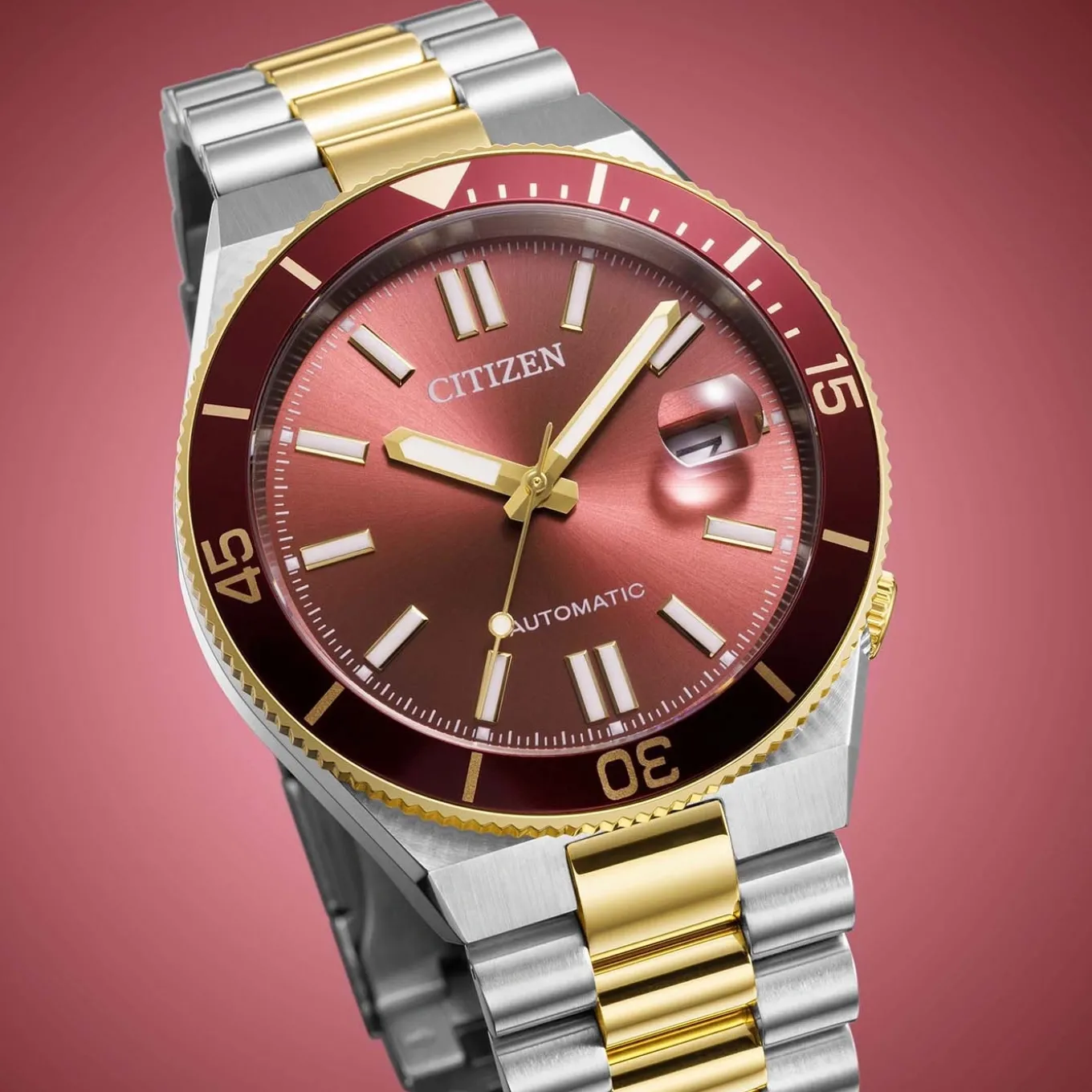NJ0234-58X Herren Edelstahl | rot | ø 40mm