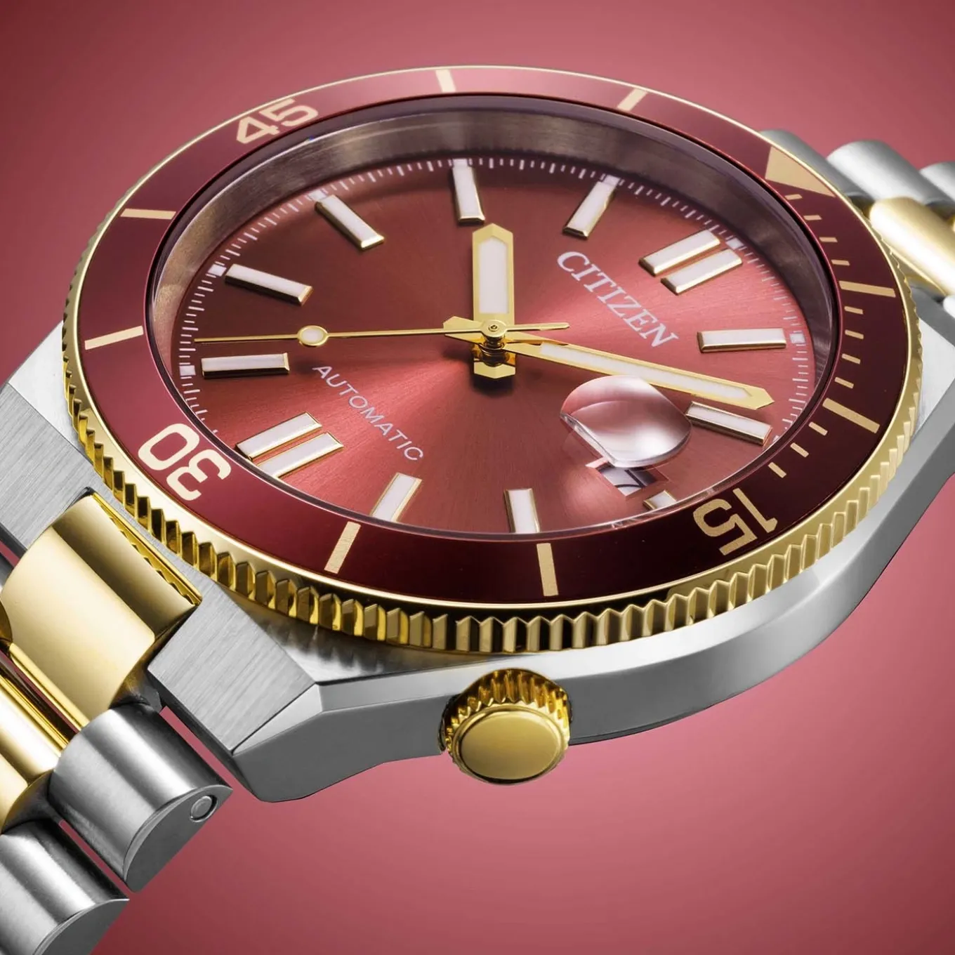 NJ0234-58X Herren Edelstahl | rot | ø 40mm