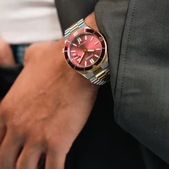 NJ0234-58X Herren Edelstahl | rot | ø 40mm