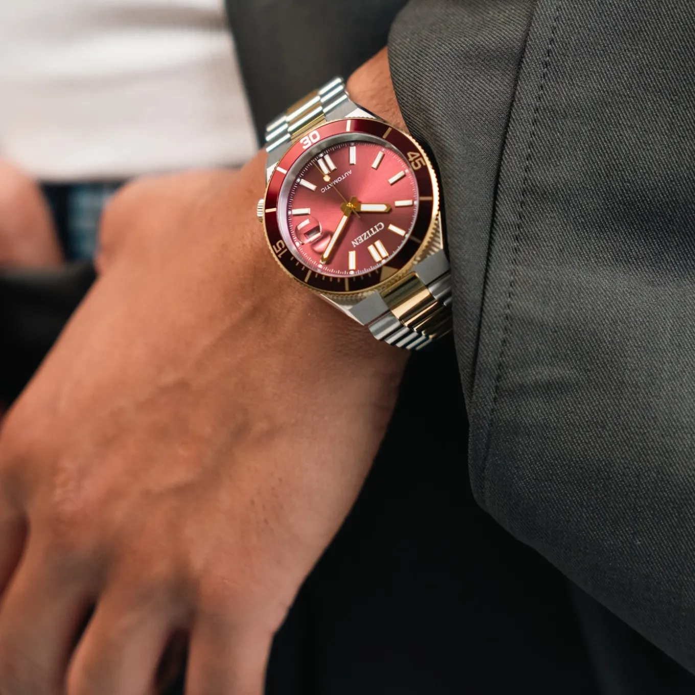 NJ0234-58X Herren Edelstahl | rot | ø 40mm