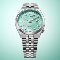 NK0030-51X                                        TSUYOSA 60                                        Herren Edelstahl | grün | ø 37mm
