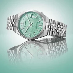 NK0030-51X                                        TSUYOSA 60                                        Herren Edelstahl | grün | ø 37mm